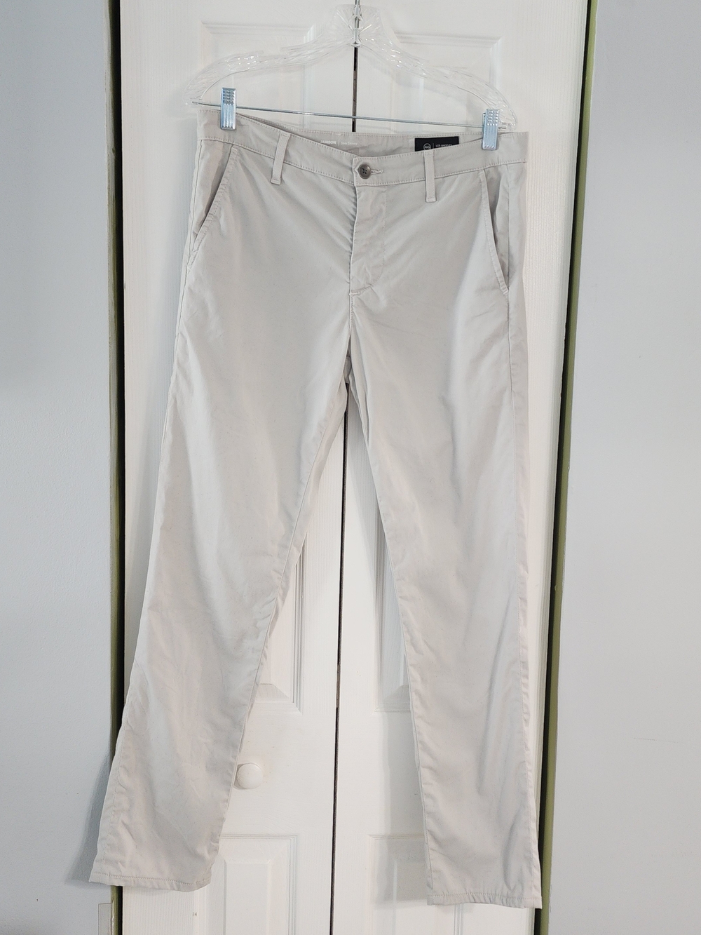 AG Men's Light Taupe Chino Pants - Classic Straight Fit-Fabric Made In Italy
